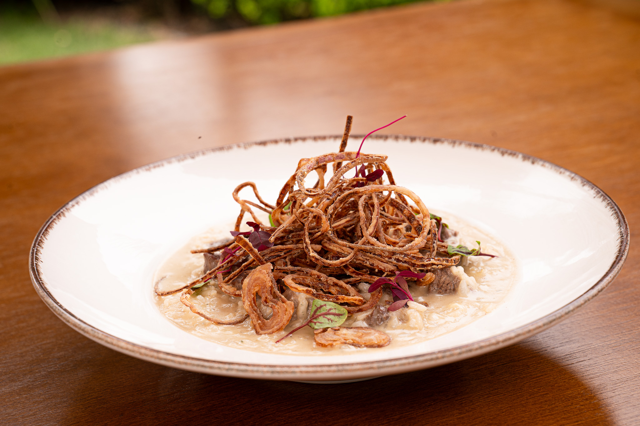 Risoto de mignon com gorgonzola 